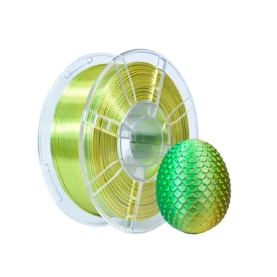 Image de iBOSS filament d&#039;imprimante 3D PLA, PLA 1,75 mm de soie bicolore, d&#039;impression brillant co extrusion 1kg (2.2lbs), Bicolore jaune vert