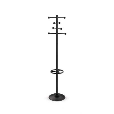 Image de MAUL Porte manteau MAULsaphir 35x35x171cm sur pieds avec 8 crochets Meuble entree pour bureau, zone d&#039;accueil Vestiaire d&#039;entrée stable en acier Noir