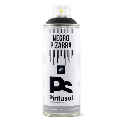 Image de PINTUSOL Bombe Peinture Tableau Noir pour Craie, Transformez n&#039;importe quelle Surface en Ardoise, Finition Mat, Application Facile, Multi Mur Sol Objets, Spray Professionnel 400ml
