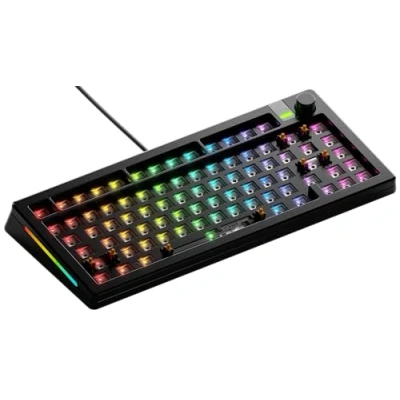 Image de Glorious Gaming GMMK 3 Pro Barebones : kit Clavier personnalisé, molette, Corps alu et Joints modulaires, 75% (Hot Swap), Mousse insonorisante, Plaque de Commutation alu, ANSI Noir