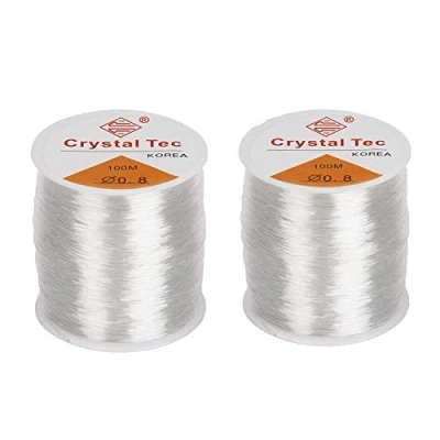 Image de 2 Pièces Cordon Élastique Extensible pour la Fabrication de Bijoux, Fil Perles Élastiques Bijoux String, Transparent Invisible, Rocaille, Gemme