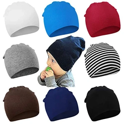 Image de DRESHOW 8 PCS Bébé Bonnet Nouveau né Bambin Doux Mignon Tricoté Chapeau pour Bébés Garçons Enfant Casquette Bonnets Multicolor Taille 6 24 mois