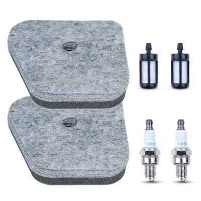 Image de Haishine Bougies d&#039;Allumage Kit pour Stihl KM HL HT FC SP 87 FS90 FS100 FS110 Débroussailleuse Trimmer Remplacer 4180 120 1800 +Filtre à Essence + Coton Filtre Air