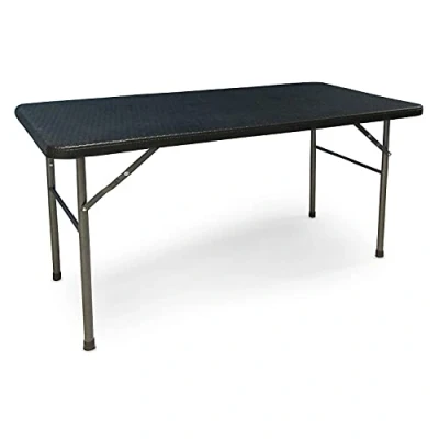 Image de Table de jardin pliante DMORA Rectangulaire Noir Effet rotin 4 personnes