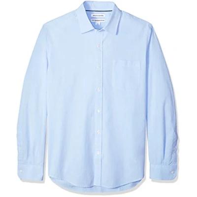 Image de Amazon Essentials Chemise en Popeline à Manches Longues Coupe Ajustée Homme, Bleu Clair, XL