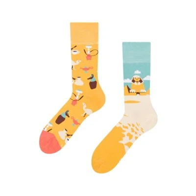 Image de Dedoles Chaussettes Unisexe Homme Femme &amp; Enfants beaucoup designs amusants gauche droite différent, couleur: Jaune, motif: Égypte, taille: 39 42