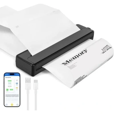 Image de Imprimante Thermique A4, Portable, Compacte sans Encre, Compatible avec Les Bluetooth Smartphone, USB Tablette/Mac