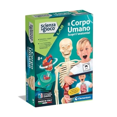 Image de Clementoni Science Lab Le Corps Humain Anatomie Humaine, Modèle Squelette Et Organes à Assembler, Jeu Scientifique 8 Ans, App Réalité Augmentée, en Italien, Fabriqué Italie, Multicolore, 19374