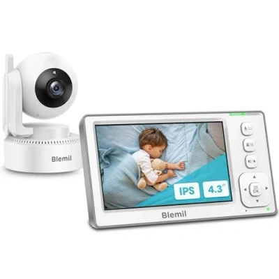 Image de Blemil Baby Monitor Écran de 4,3 Pouces avec Batterie 29 Heures panoramique Zoom vidéo Un Appareil Photo et Audio Eco bidirectionnel Parler sans WiFi