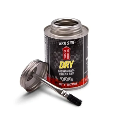 Image de Errecom 1000 Miglia BKR 3101 Lubrifiant pour Chaîne Vélo Dry 240 ml, Conditions Sèches et Poussiéreuses, Climat Sec, Pot All In One avec Pinceau inclus