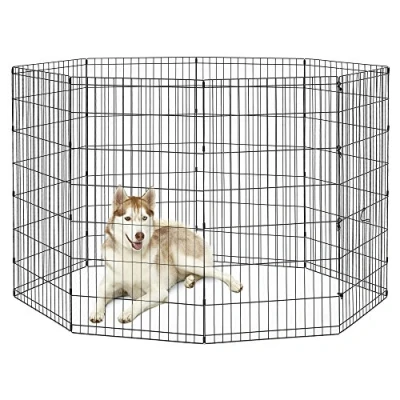 Image de New World B550 48 Cage d&#039;exercice et parc pour chien sans porte ; 60,96 cm x 121,92 Revêtement de finition noir