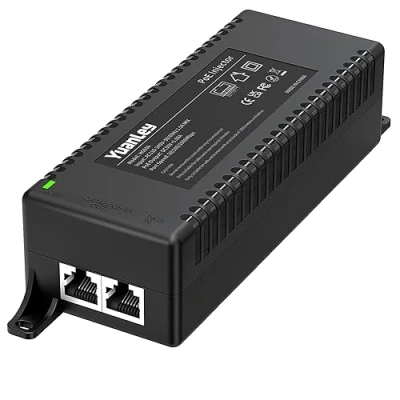 Image de YuanLey Gigabit Injector PoE 60W, Injecteur PoE++ Convertit Non en Réseaux PoE++, 802.3bt/at/AF, 10/100/1000Mbps Adaptateur Plug &amp; Play, Distances Jusqu&#039;à 100 Mètres, Montage Mural