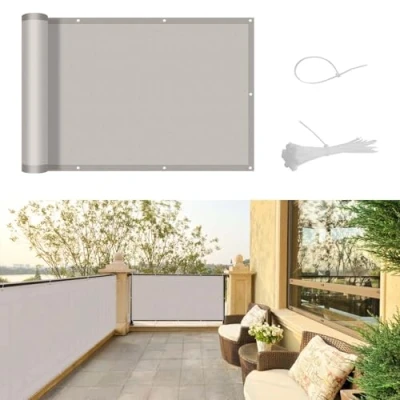 Image de SUNNY GUARD Brise Vue pour Balcon 80x600cm Couverture de Écran Jardin PES UV Résistant Pare étanche avec Attaches câble,Taupe