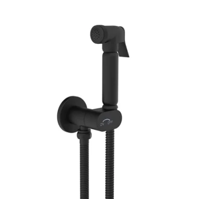 Image de SOHO Douchette design pour WC/bidet Kit complet avec robinet d&#039;arrêt Noir mat