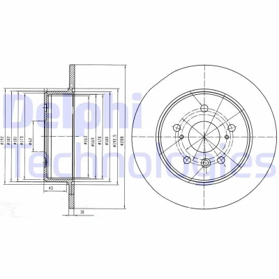 Image de DELPHI BG4156 Disque de frein 288 10 5 plein huilé non traité sans roulement roue, bague ABS LEXUS: RX I