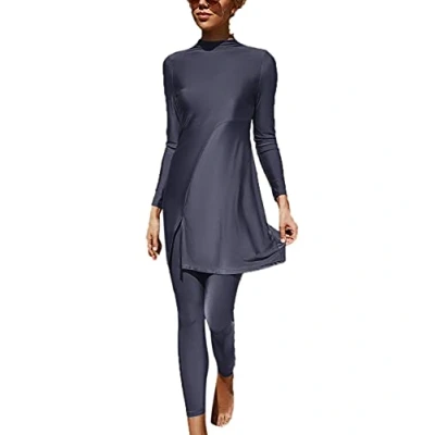 Image de AllMonyba Femmes Musulmans Maillots De Bain 2 Pièces Ensemble Modeste Islamique Maillot Beachwear Moyen Orient Plus La Taille Natation Costume Burkini