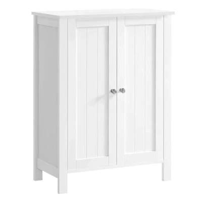 Image de VASAGLE Meuble Salle de Bain sur Pieds, Armoire Rangement, Placard avec 2 Étagères Réglables, 30 x 60 80 cm, Blanc BCB60W