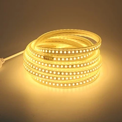 Image de Ruban LED Exterieur Blanc Chaud etanche 5M AC 220V avec prise, SMD5730 120 Led/m 220 volts 3000K bande Flexible Strip 5 Metre (Blanc Chaud, 5)