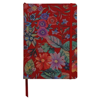 Image de Clairefontaine 400125C Carnet de Notes A5 Couverture Rigide en Véritable Cuir 144 Pages Lignées, Céleste Jardin rouge