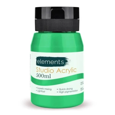 Image de Elements Pot de peinture acrylique 500 ml à séchage rapide avec haute pigmentation et pigments couleurs vives, vert clair