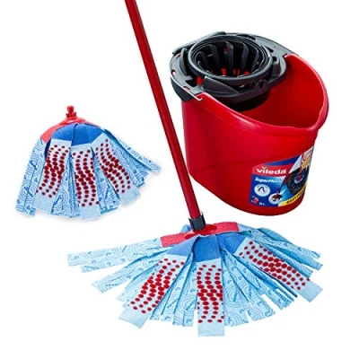 Image de Vileda SuperMocio 3 Action XL Ensemble serpillère et Seau avec Recharge supplémentaire, Bleu, Rouge