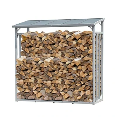 Image de QUICK STAR Étagère en Aluminium pour Bois de cheminée 130 x 70 185 cm 1,6 m3
