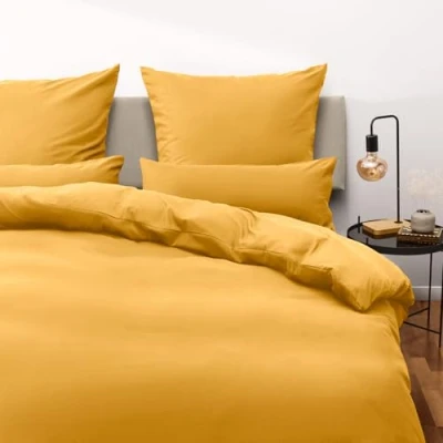 Image de Blumtal Parure de lit double 240 x 220 cm avec taies d&#039;oreiller 50 80 cm, en microfibre douce, certifiée Oeko Tex, housse couette + 2 d&#039;oreiller, 3 pièces, jaune