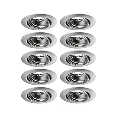 Image de Paulmann 93399 LED encastrable pied rond pivotant max. 10x10W spot en fer brossé de plafond métal GU10 sans ampoule [classe énergétique A++]