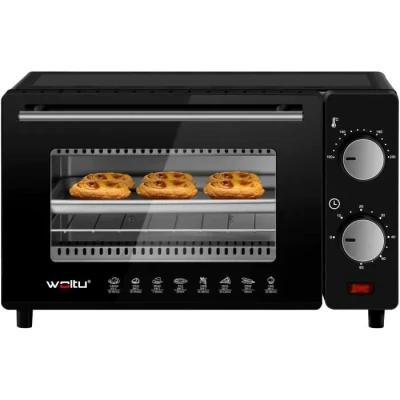 Image de WOLTU Mini Four Électrique 10L, Petit à Pizza avec 4 Modes de Cuisson pour Gâteau, Poulet, Viande, Poisson, 100 230℃, Minuterie 0 60 min, 650W, Rouge, BF14rt