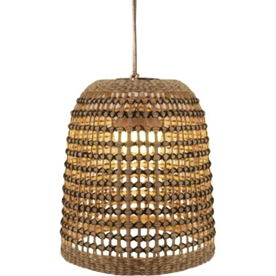 Image de newgarden Positano lampe suspendue portable sans fil et d&#039;extérieur avec 900 lumens LED chaude 3000K. Fabriquée en fibres naturelles batterie rechargeable.
