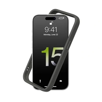 Image de RhinoShield Coque Bumper Compatible avec [iPhone 15] CrashGuard Protection Fine Personnalisable Absorption des Chocs [sans BPA] Graphite