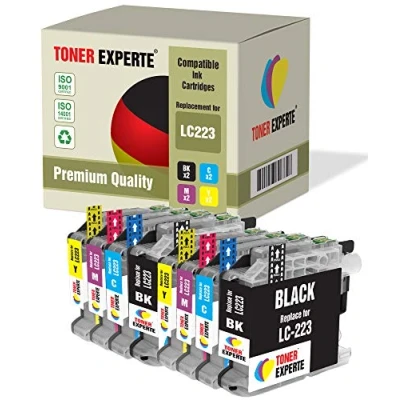 Image de TONER EXPERTE Pack 8 XL Compatibles LC223 Cartouches d&#039;encre pour Brother DCP J4120DW MFC J4420DW J4620DW J4625DW J480DW J5620DW J5625DW J5720DW J680DW J880DW