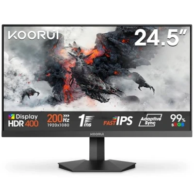 Image de KOORUI G2511P Ecran PC Gamer 25 Pouces 200Hz IPS FHD 1080P Gaming, 1ms HDR400 Adaptive Sync, Compatible VESA 75x75mm, HDMI 2.0/DP1.4