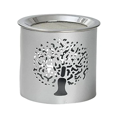 Image de NKlaus Encensoir Fer Argent Mat Hauteur : 6cm Mode de Fonctionnement Bougie à Chauffe Plat avec Tamis pour encens 10904