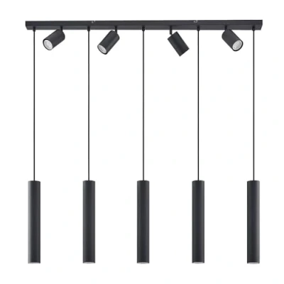 Image de Lindby Suspension Sanad à intensité variable (Moderne) en Noir Métal e. a. pour Salon &amp; Salle manger (à 9 lampes, GU10), Luminaire, Lampe Plafond, Luminaire Plafonnier, Suspendue
