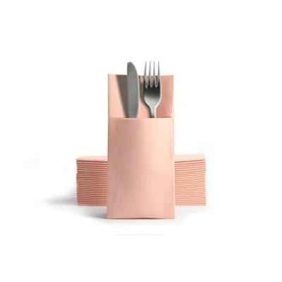Image de Alvotex Chic Airlaid Lot de 50 Serviettes à Couverts, jetables, Aspect Tissu, 39 x 40 cm, Rose