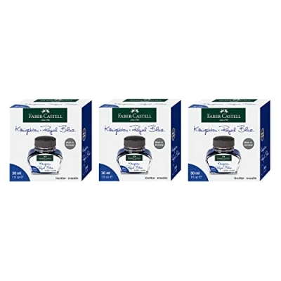 Image de FABER CASTELL 205033 Lot de 3 flacons d&#039;encre bleu roi 30 ml chacun, effaçable et lavable