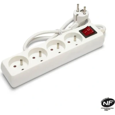 Image de Velamp Bloc multiprise 10/16A + Interrupteur 3G1mm2, 4 Prises