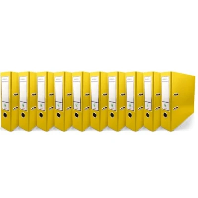 Image de Netuno 10x classeur à anneaux jaune A4 mécanisme 2 8cm plastique éco d&#039;école pour documents de format levier bureau maison