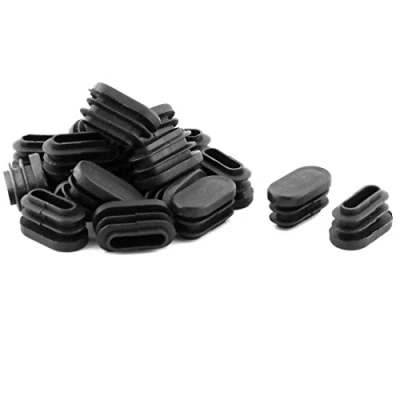 Image de sourcing map 20pcs Bouchon Pied de Chasie Embout Capuchon Jambe Tube Insert Table Meuble Protection Ovale Plastique Noir