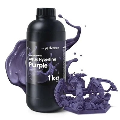 Image de Phrozen Aqua Hyperfine Purple Résine UV 405 nm pour Impression 3D LCD/DLP/SLA Ultra Haute Résolution 12K+, Non Cassante Violet (1kg)