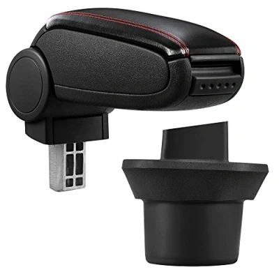 Image de pro.tec Accoudoir Central avec Compartiment rembourré Cuir synthétique Noir des Coutures Rouges