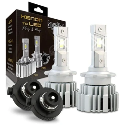 Image de Superlite Kit de Conversion Lampe xénon à LED D2S Plug &amp; Play Gold Series 6000K / 9000 Lumens 12 24V 45W pour Voitures et camions