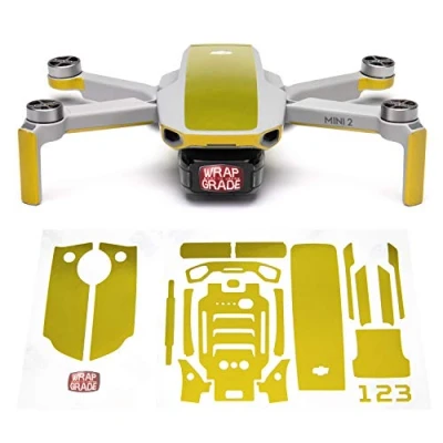 Image de Wrapgrade Skin Ensemble d&#039;autocollants Compatible avec DJI Mini 2 Couleur d&#039;accent (LIMONCINO Yellow)