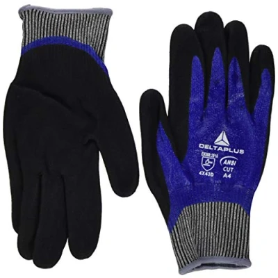 Image de Deltaplus VECUT54BL11 Deltanocut+ Gant en tricot fin Double revêtement nitrile bleu roi noir Taille 11