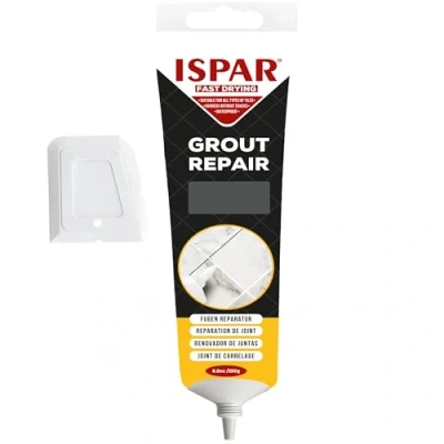 Image de ISPAR Fix &amp; Fertig Peinture de réparation joints pour carrelage Anthracite 250 g Enduit mastic avec spatule Facile à utiliser