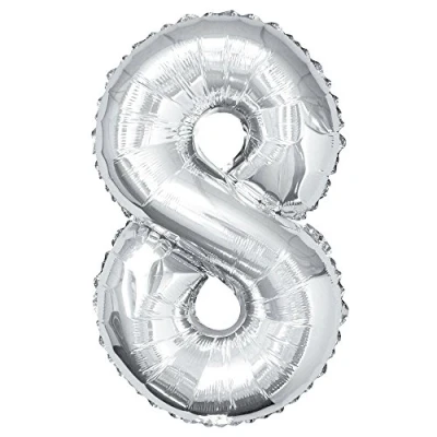 Image de Unique Party 53828 Ballon Géant Numéro 8 86 Cm Argenté