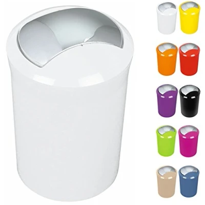 Image de Spirella Design Poubelle Push Sydney Salle de Bains 5 litres à Couvercle pivotant cosmétiques Récipient ordures Blanc