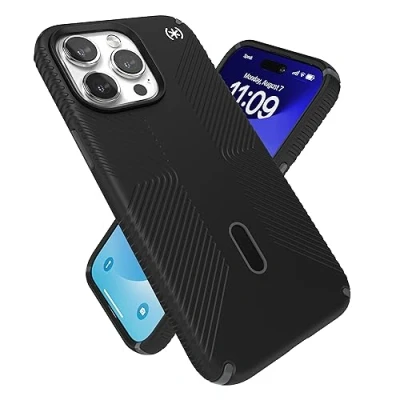 Image de Speck coque pour iPhone 15 Pro Max, verrouillage antidérapant ClickLock, compatible avec MagSafe, poignée de protection contre les chutes Résistante aux rayures, douce au toucher, téléphone