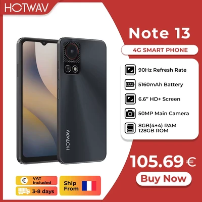 Image de Smartphone HOTWAV Note 13 d&#039;origine Android 6,6&#039;&#039; HD+ 90 Hz Taux de rafraîchissement 16 Go(8+8)Téléphone portable 256 Go avec appareil photo 50 MP et batterie 5160 mAh